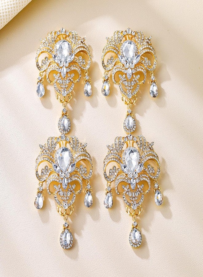 MEEDOZ 4Pcs Vintage Brooch Pins for Women Fashion, Crystal Rhinestone Wedding Bouquet DIY Flower Brooches Set for Crafts (Gold) - Image 4